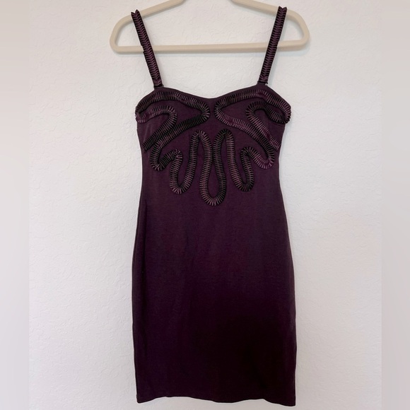 Kardashian Kollection Ruffle Mini Bodycon Convertible Dress Purple Size Medium - Picture 4 of 16